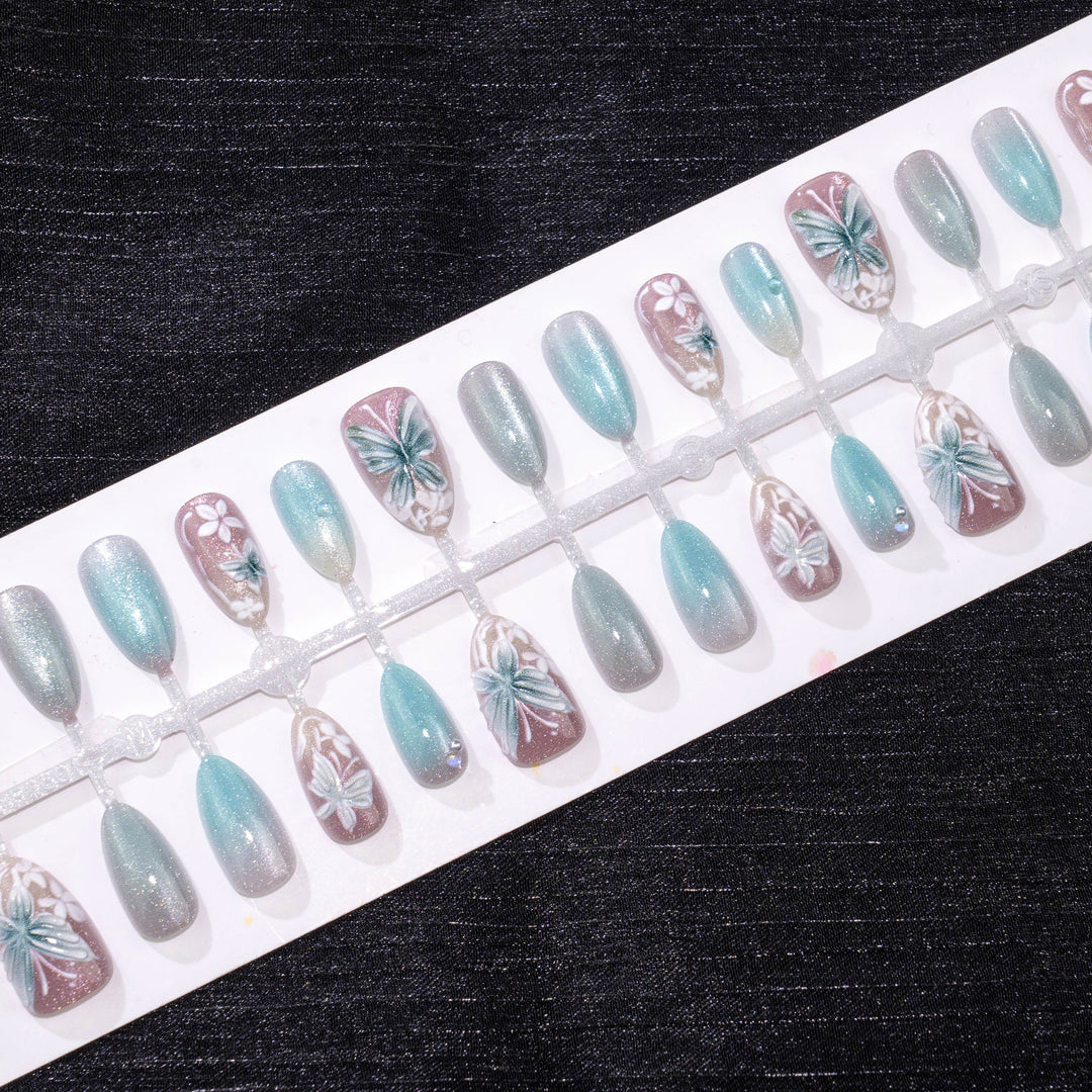 Themenbezogenes vom Meer inspiriertes Press-On-Nagelset