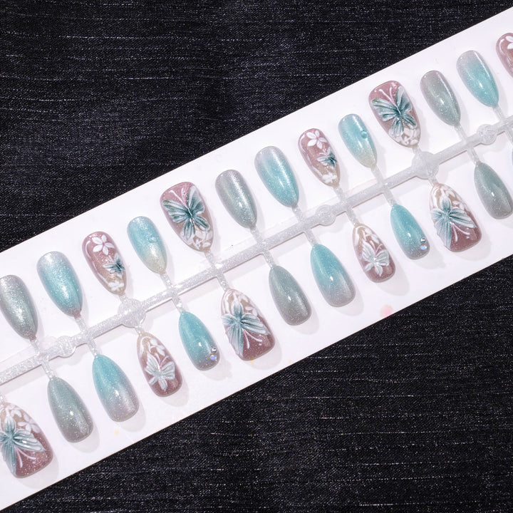 Themenbezogenes vom Meer inspiriertes Press-On-Nagelset