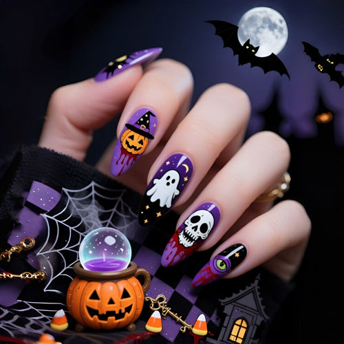Kunstnägel im kreativen Halloween-Stil Karnz