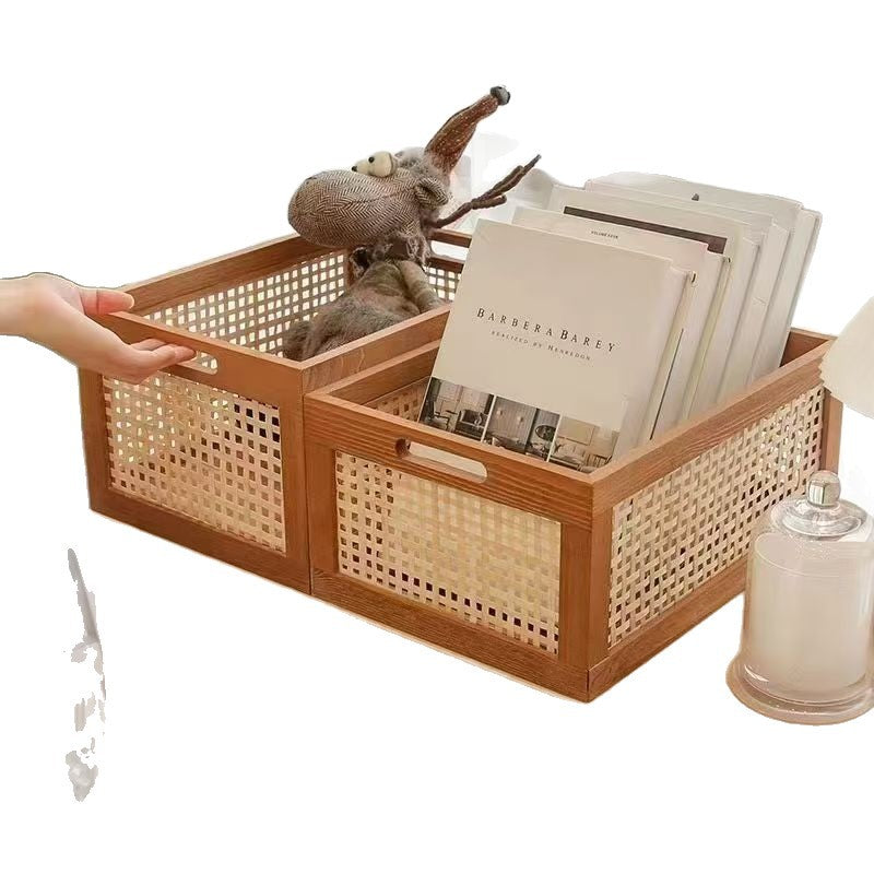 Hochwertiger Aufbewahrungskorb mit Rattan-Details Karnz
