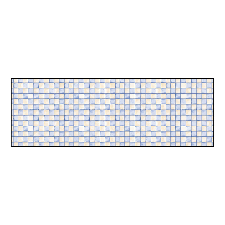 Absorbent Anti-Slip Bathroom Threshold Runner Mat with Mosaic Grid Print