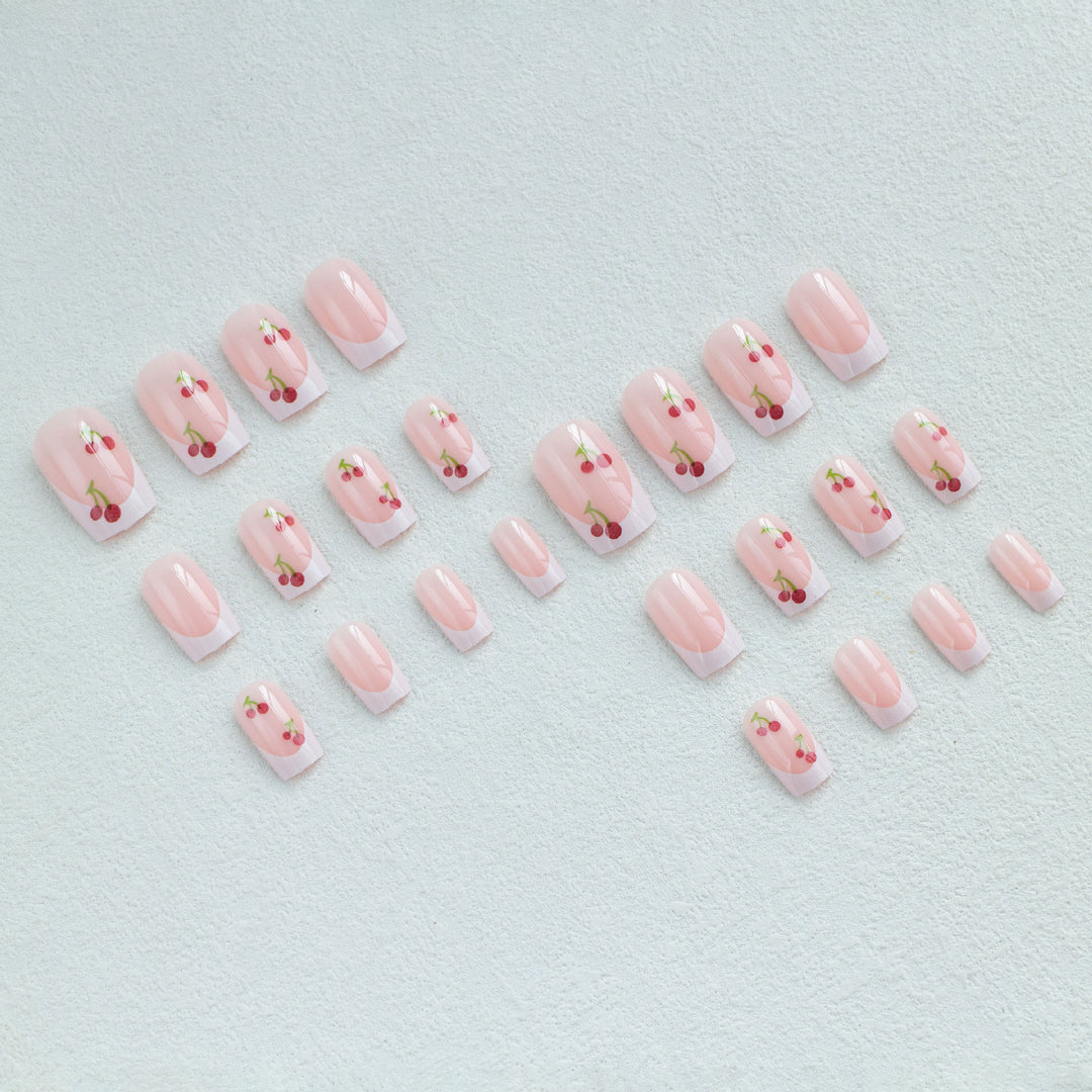 Kirschblüten Französischer Tipp Nagelkunstset