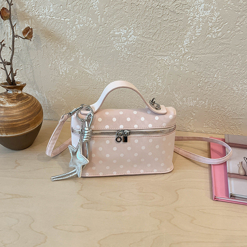 Strukturierte Polka Dot Handtasche