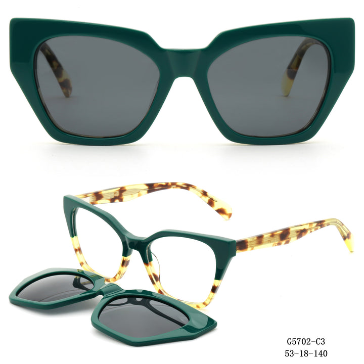 Damen auffällige Oversized-Sonnenbrille mit abnehmbaren Gläsern Karnz