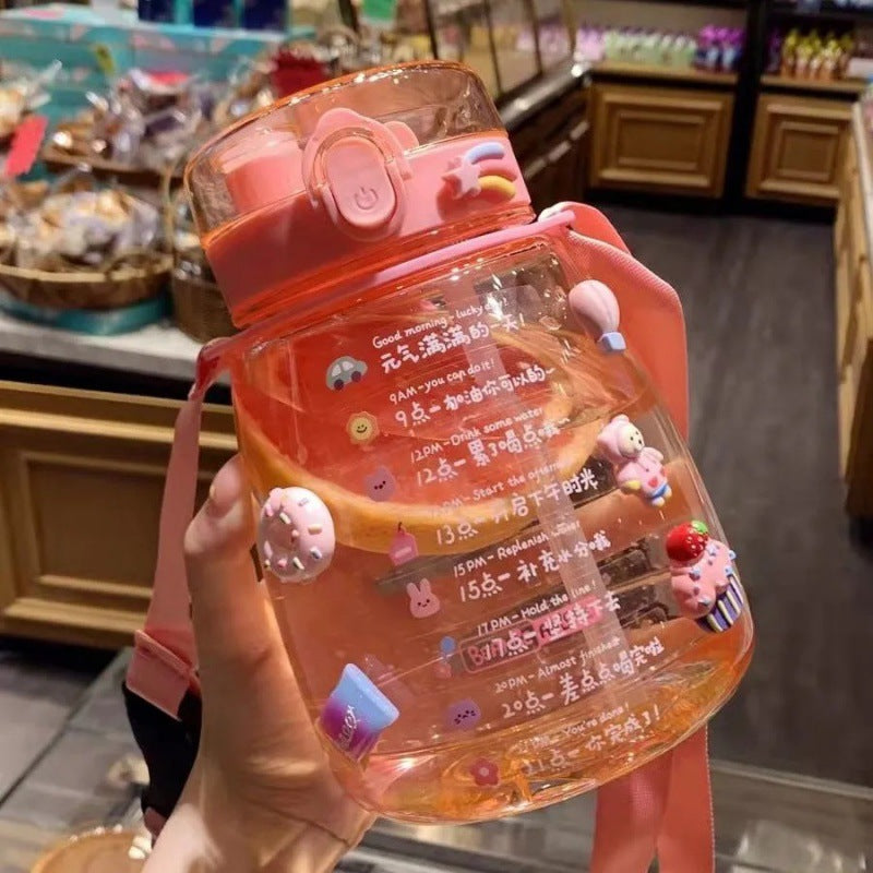 Damen große Wasserflasche mit integrierter Skala und Freisprecheinrichtung Karnz