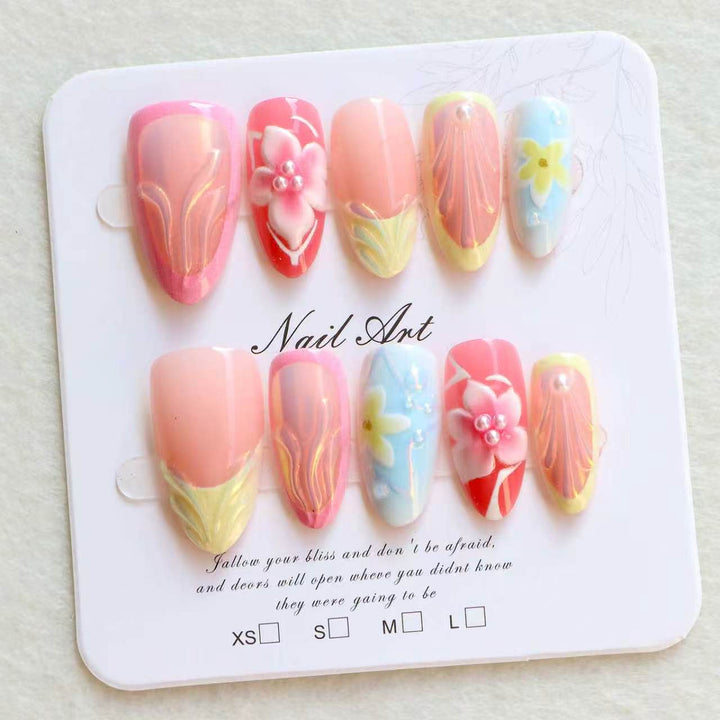Künstlerisches Floral Press-On Nagelset Karnz 1788497796