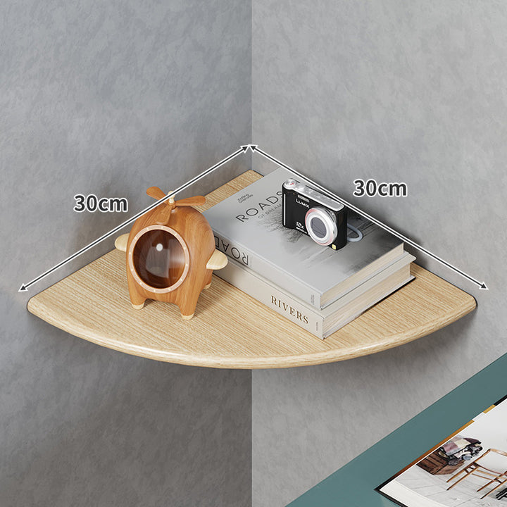 Viertelrunde Schwimmende Eckenregal Massivholz-Optik Wandmontierte Anzeige