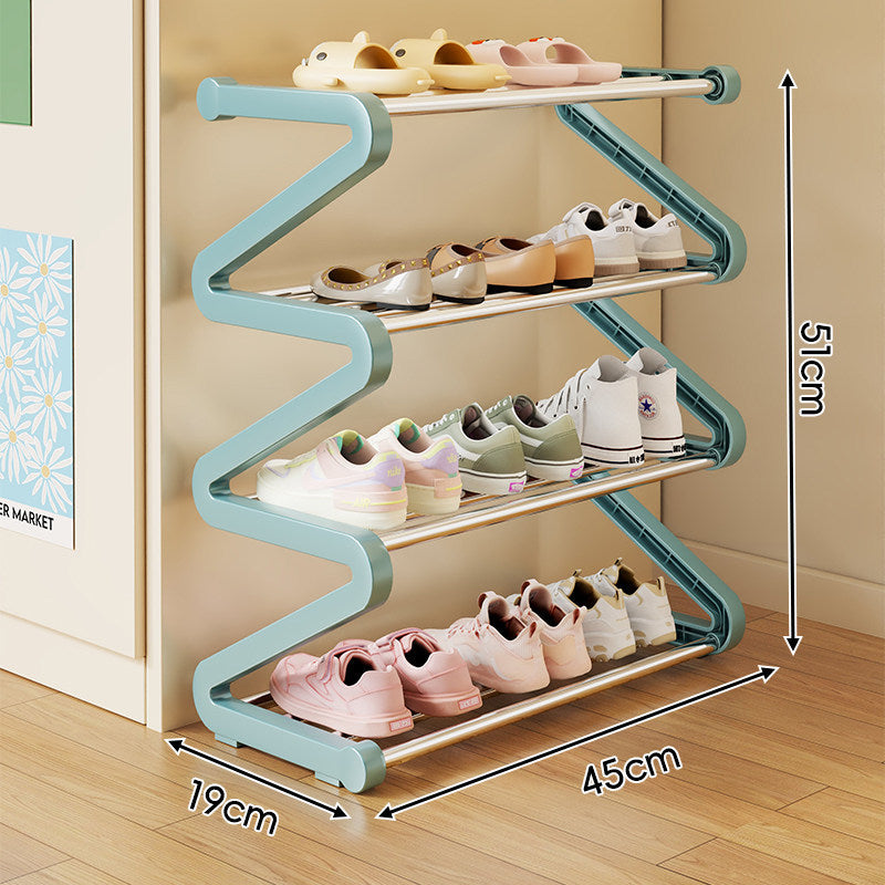 Kompakter Z-förmiger Multi-Tier platzsparender Schuhregalorganisator