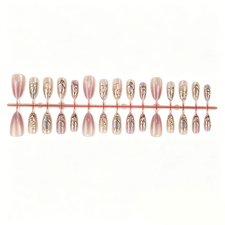 Künstlerisches, floral verziertes Press-On-Nagelset