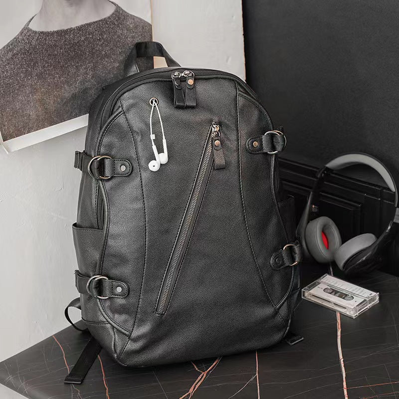 Moderner Leder Lade-Rucksack für Laptops