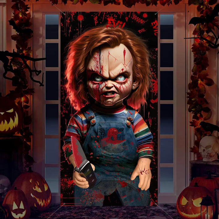 Halloween-Türposter mit großformatiger Grim-Reaper-Illustration und wiederverwendbarem PVC-Planenstoff