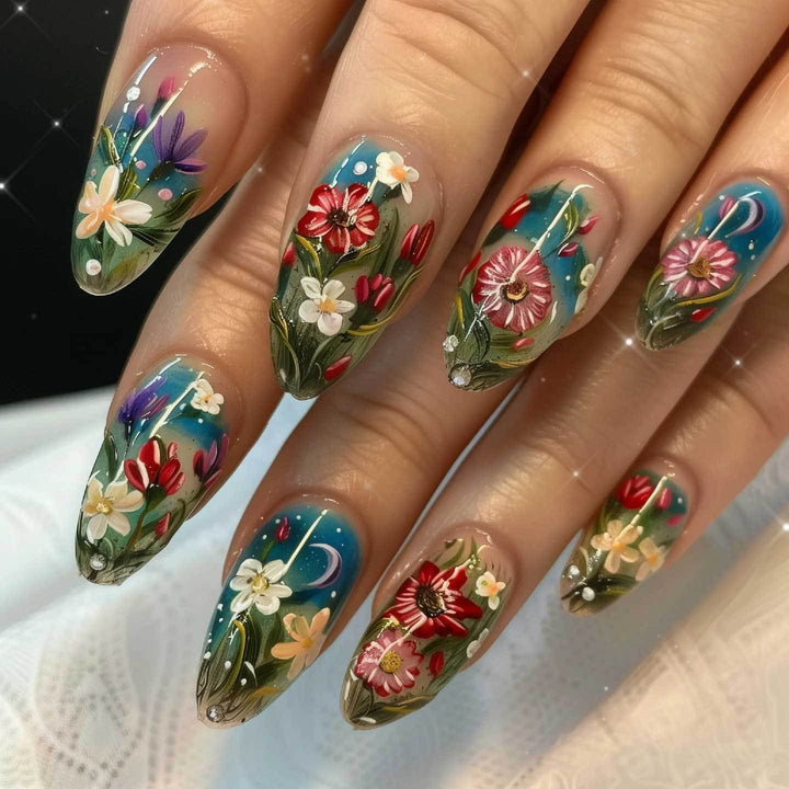 Künstlerisches Floral-Nageldesign-Set