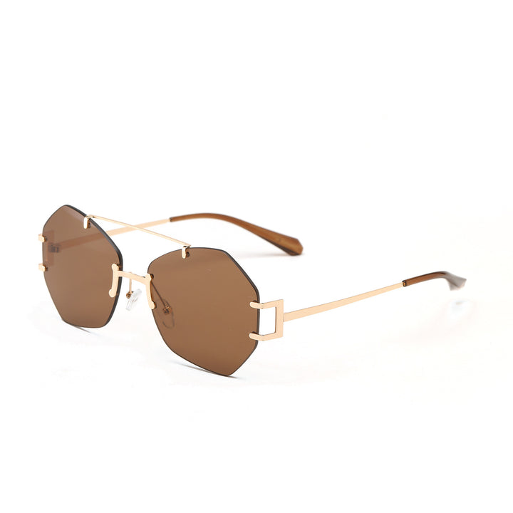 Damen modische achtkantige Sonnenbrille mit filigranem Metallrahmen Karnz