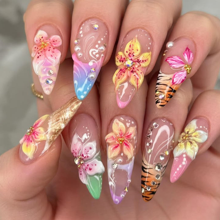 3D Floral Akzent Nagelkunst Extensions Karnz