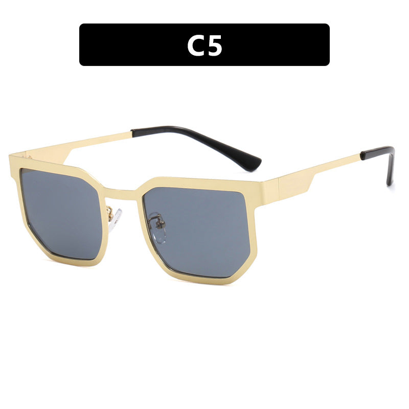 Damenmoderne Sonnenbrille im trendigen rechteckigen Design mit schmalem Metallrahmen Karnz