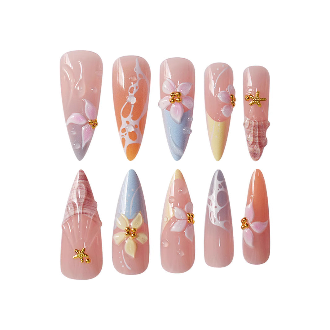 Premium Floral Art Press-On Nägel Karnz