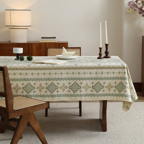 Rechteckige Tischdecke im Boho-Ornament mit Leinenoptik Karnz