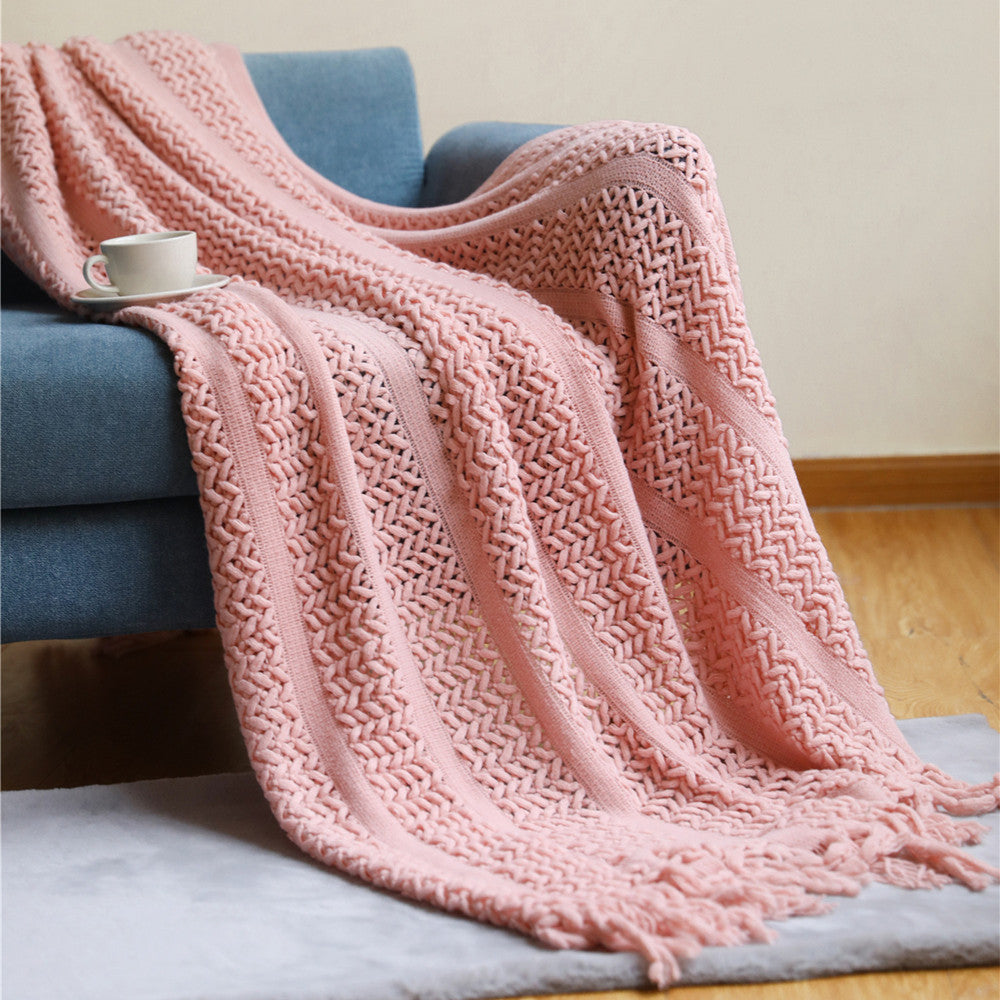 Texturiertes Strickwurfdecke