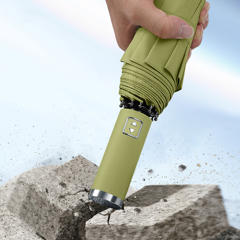 Damen Automatischer UV-Schutz-Faltschirm mit ergonomischem Griff Karnz