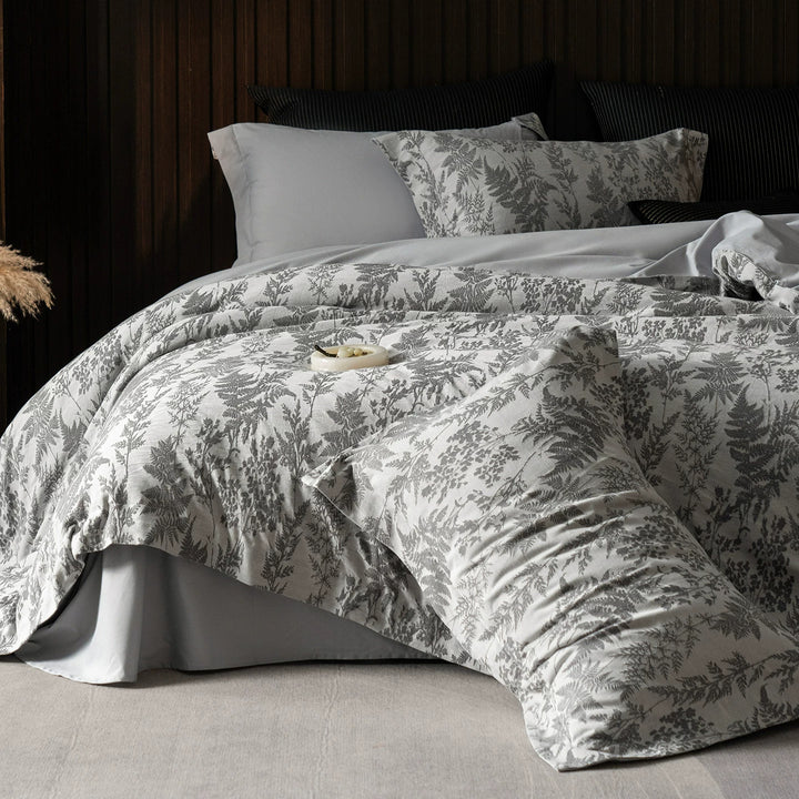 Luxus Baumwollsatin Wendebettbezug Set mit scrollendem Jacquarddruck und maßgeschneideter Säume