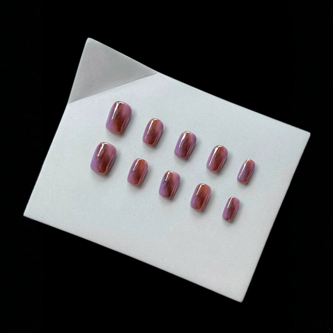 Premium Press-On Nagelkunst Set mit Marmor Design