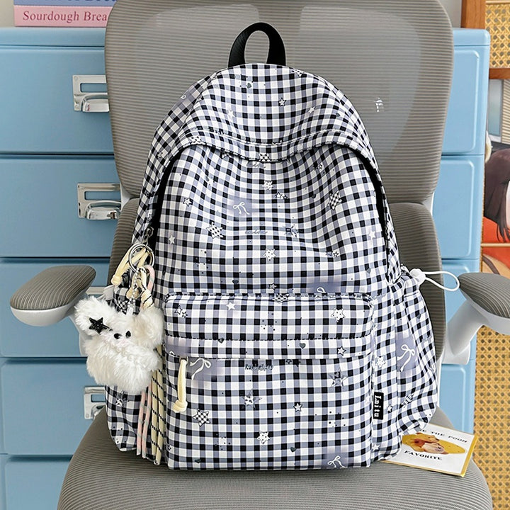 Stylische karierte Druck Rucksack Karnz