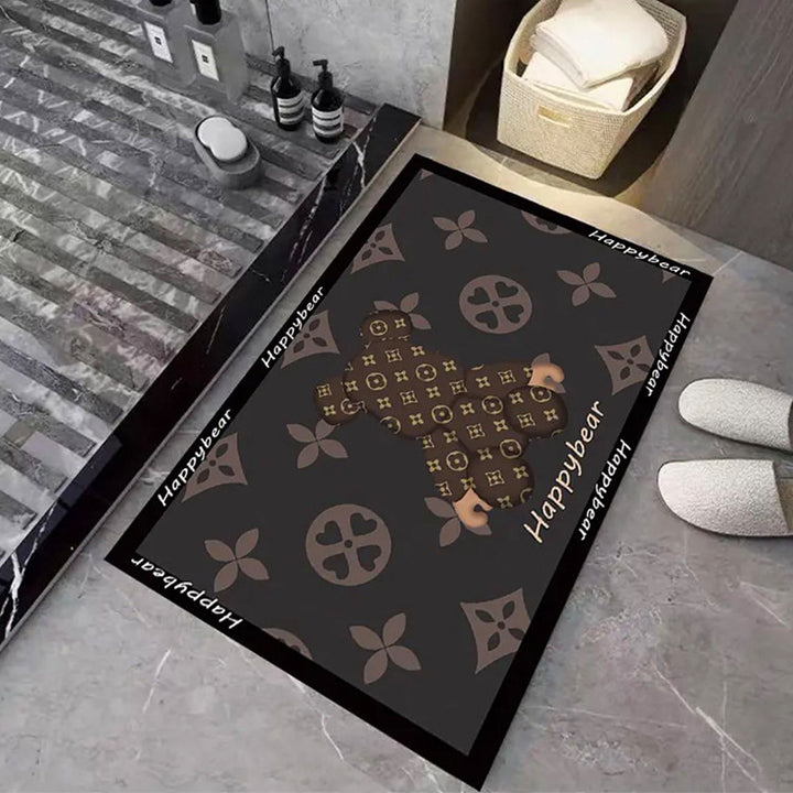 Spaßiger grafischer Badteppich für das Badezimmer