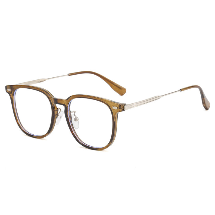 Damen klare rechteckige Brille mit filigranem Metallrahmen Karnz