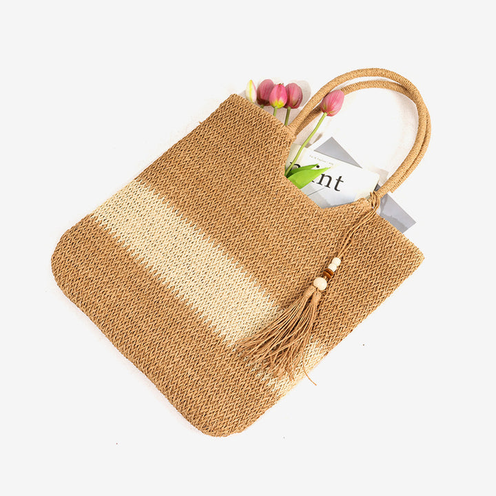 Damen Elegante Strandtasche mit fransenbesetztem Design Karnz