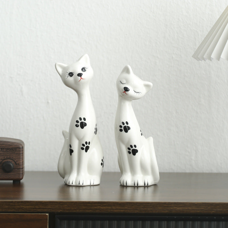 Verspieltes Keramikkatzenfiguren-Set Karnz