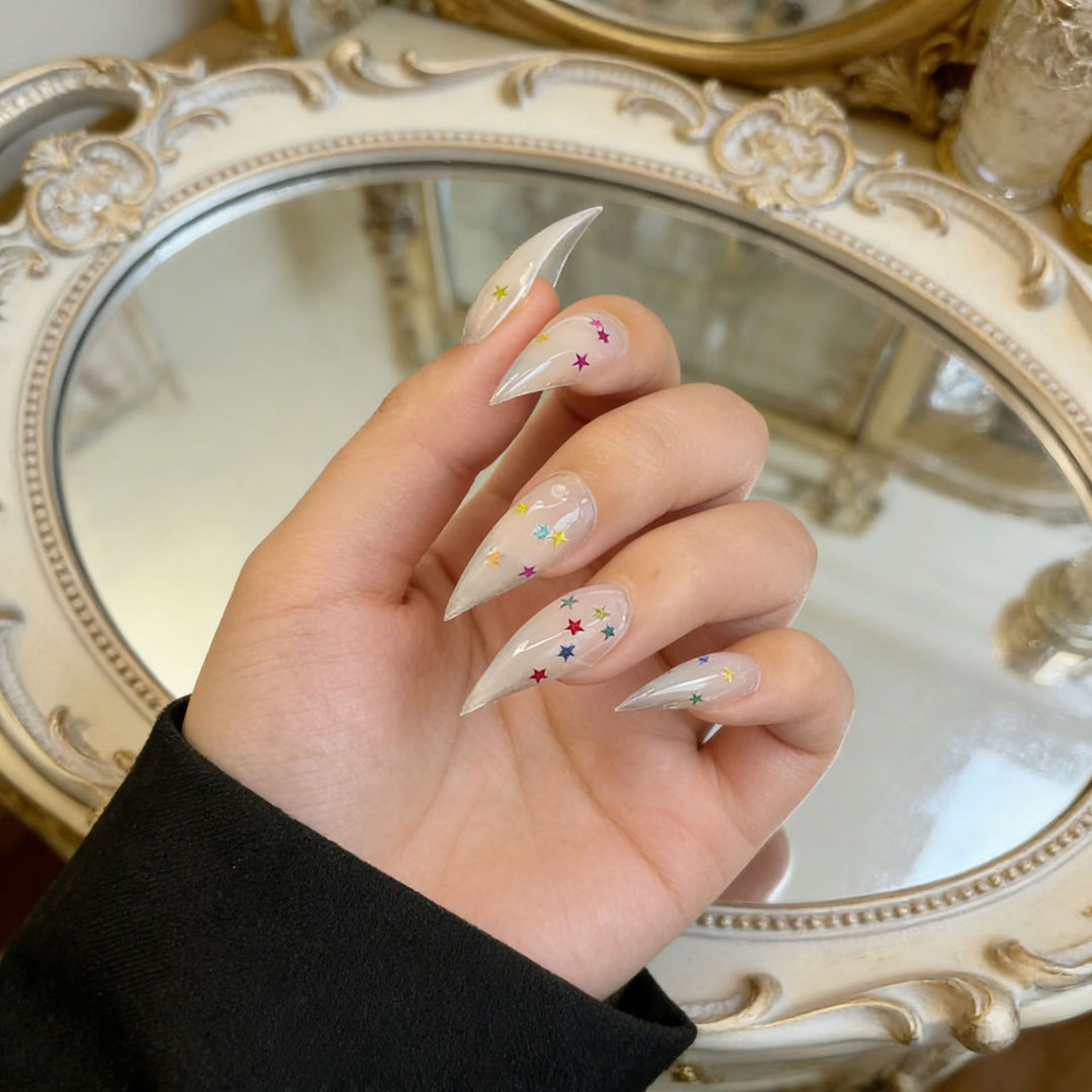 Sternen Design Stiletto Druck-Nägel