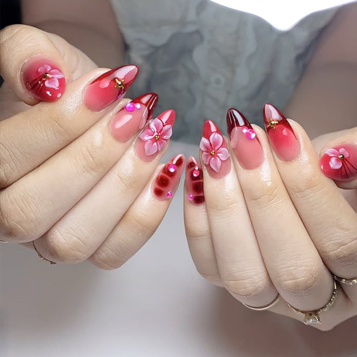 Künstlerische Blumen-Akzent Stiletto Nagelkunst Extensions Karnz