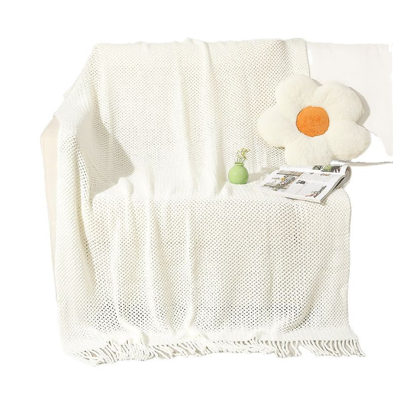 Strukturierte Strickwurfdecke