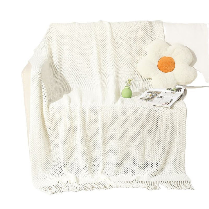 Strukturierte Strickwurfdecke