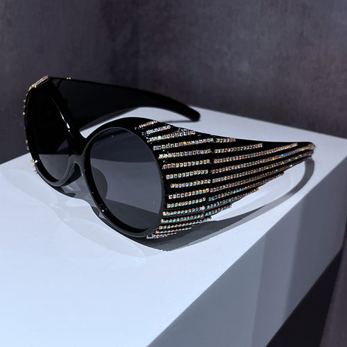 Damen Glamouröse Sonnenbrille mit funkelnden Kristallverzierungen Karnz
