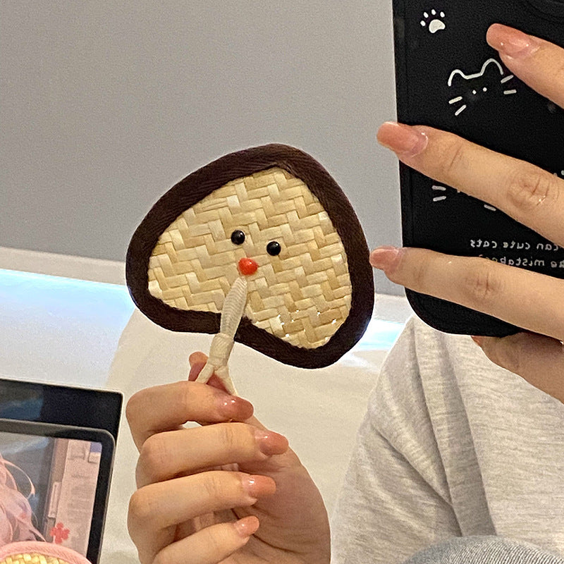 Handgefertigter Fächer mit Verspieltem Gesichtsmotiv Karnz