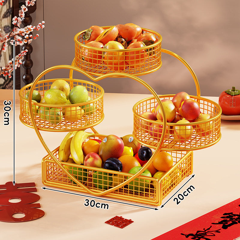 Herzförmiger dreistufiger Metall Obstkorb Organizer