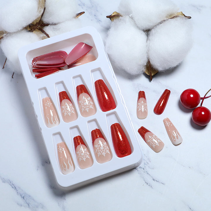 Künstlerisches Glitter Press-On Nagelset Karnz