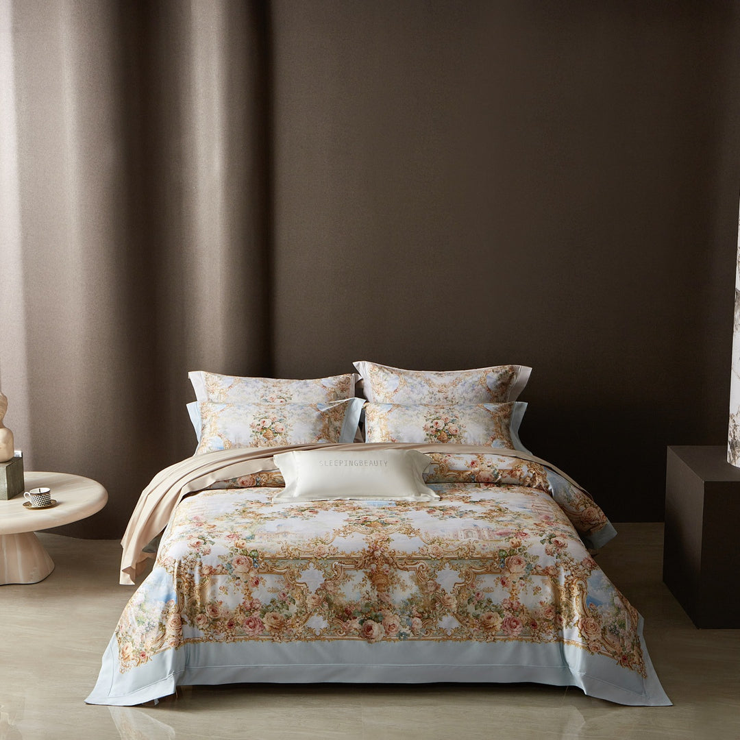Luxuriöses Floral Baumwollsateen Bettbezug Set