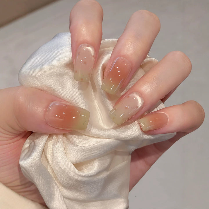 Elegante quadratische Gel Press-On Nägel Karnz