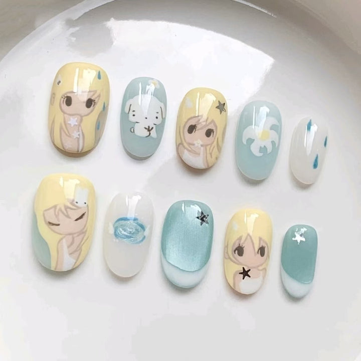 Kreative Cartoon Press-On Nagelkunst Karnz