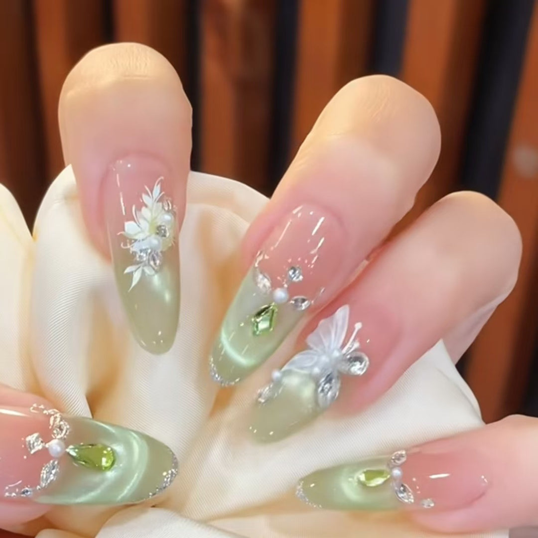 Elegante Blumen Stiletto Nagelverlängerungen