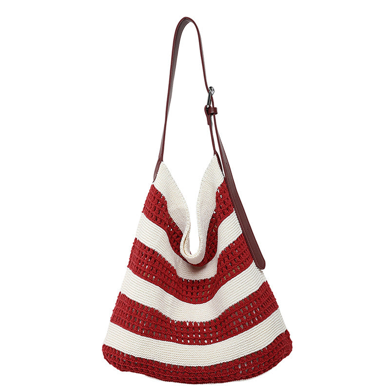 Gestreifter Woven Slouchy Tote