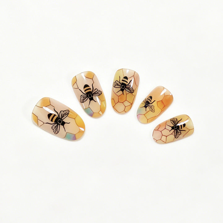 Künstlerisches Bienen-Themen Press-On Nagelkunst Set Karnz