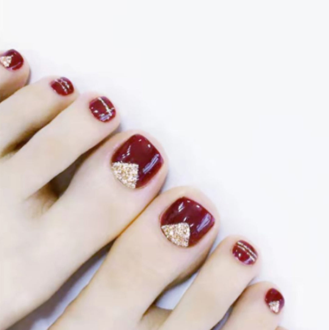 Glitzernde French Tip Zehennagelkunst