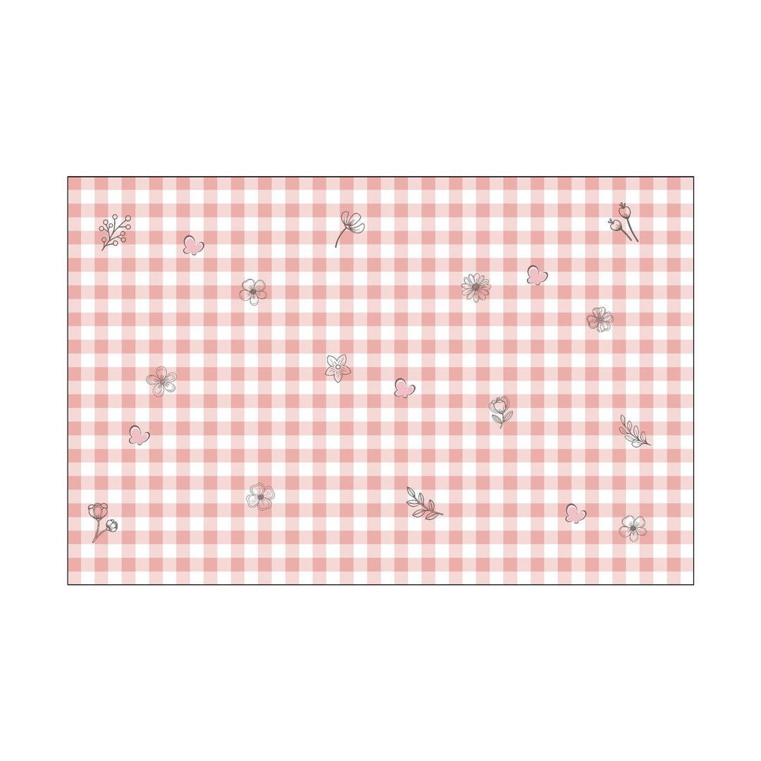 Waterproof Wipeable Gingham Rectangular Tablecloth with Playful Fruit Motifs