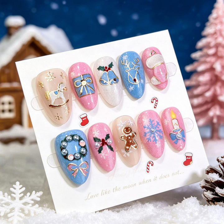 Urlaubs-Themen 3D dekoratives Press-On Nagelset