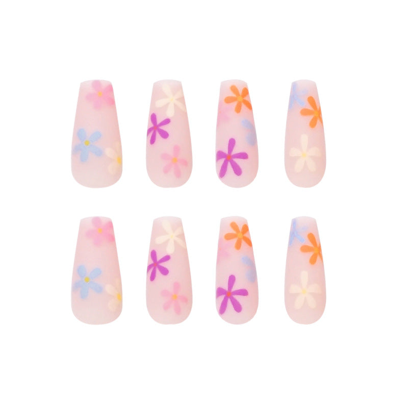 Künstliche Nagelverlängerungen mit buntem Blumenmuster Karnz