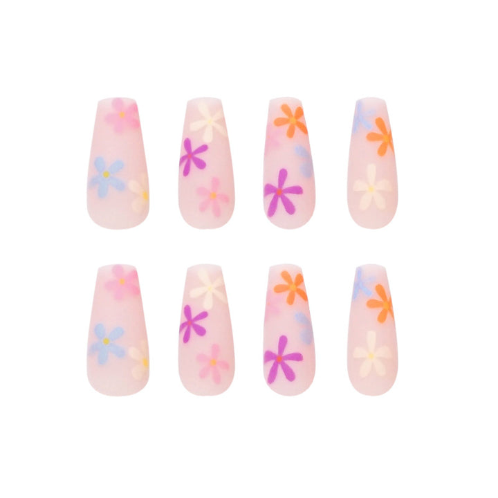 Künstliche Nagelverlängerungen mit buntem Blumenmuster Karnz