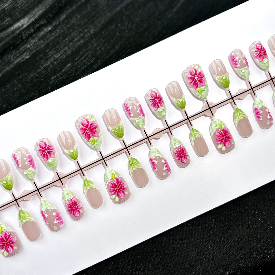 Florale Kunst Druck Nägel Set